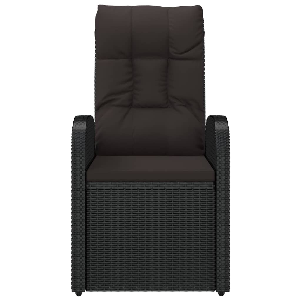 vidaXL Garten-Liegestühle 2 Stk. mit Auflagen Poly Rattan Schwarz