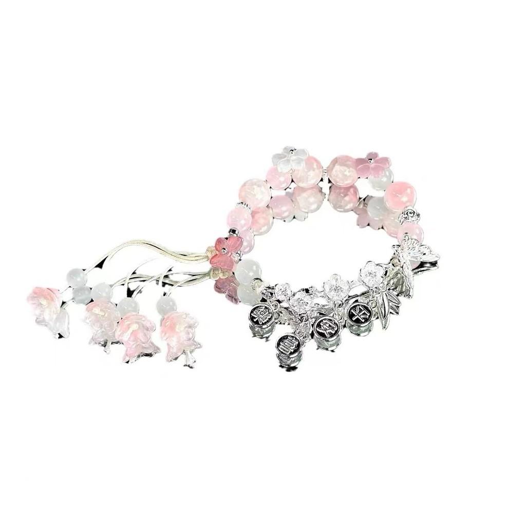 Chinesestyle Chic Alloy Beaded Bracelet For Women Vintage Floral Jewelry Design