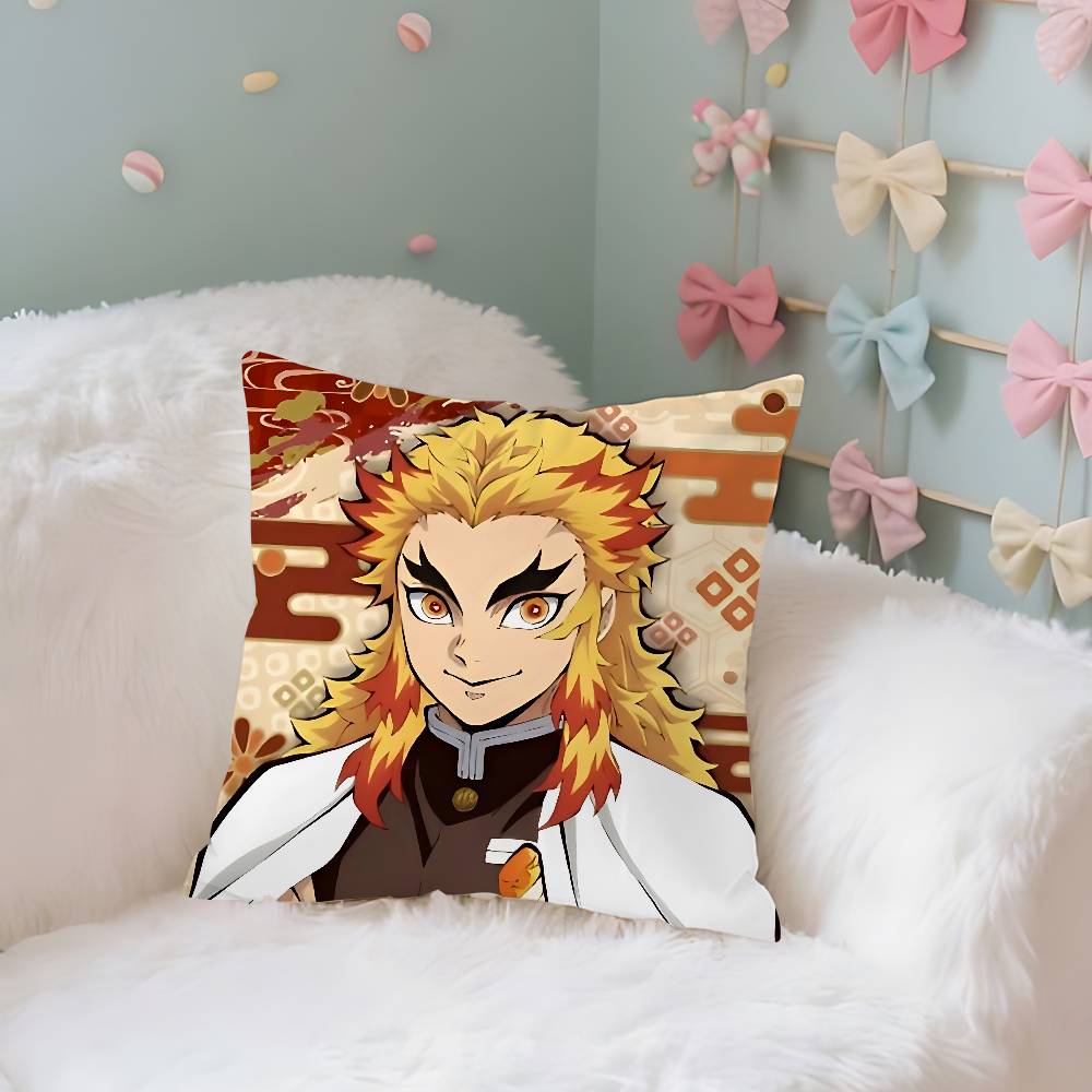 Cool K-Kyoujurou Rengoku Case Plush Fabric Soft Pillowcase Double Sided Print Cushion Cover Household Gifts