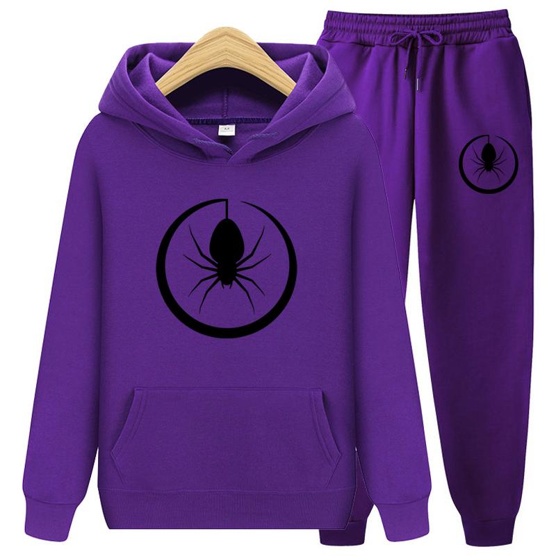 Women's Sportswear Two Piece Set Warm Jackets and Pants Spider Print Coats Sets Outdoor Hoodies Sports Suits Jogging Suits