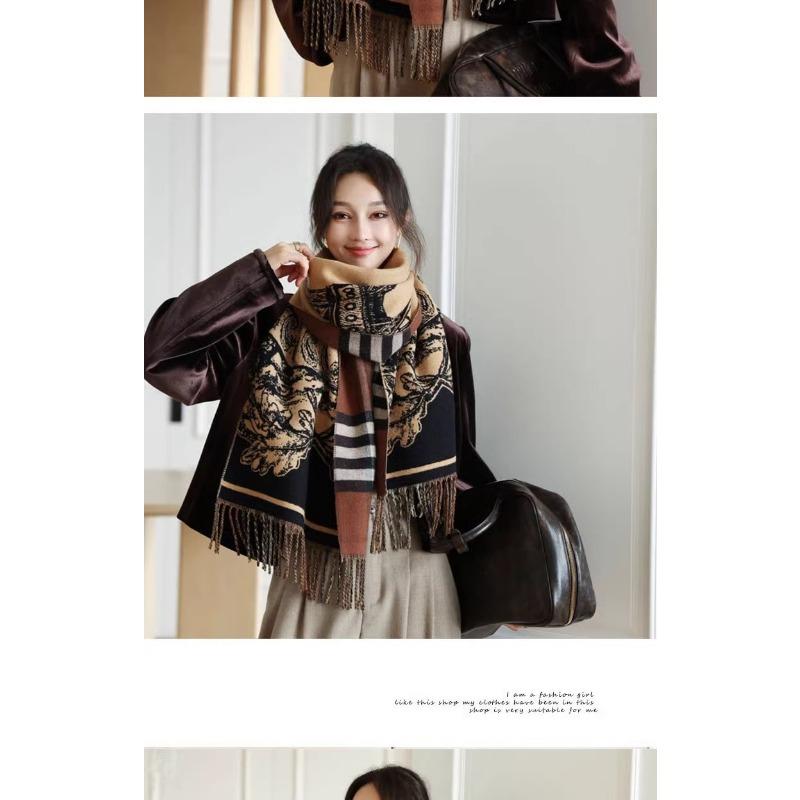 Fashion Plaid Double Sided Thick Warm Scarf For Women Autumn Winter