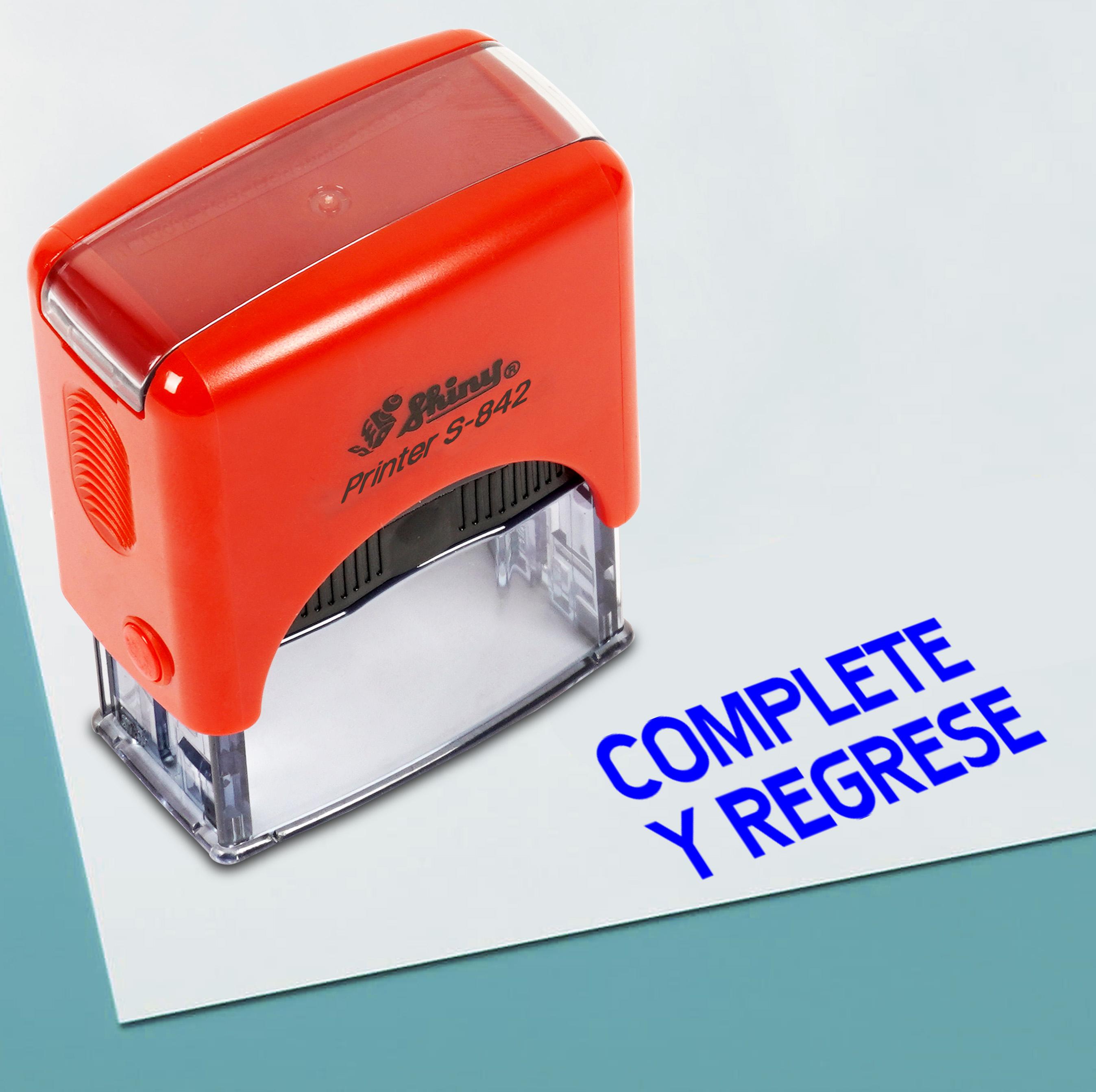 

Printtoo Complete Y Regrese Self Inking Rubber Stamp Pre,Inked Office Stamp, Home Office Business Stationery, 38 x 14 mm, Blue-38 x 14 mm синій