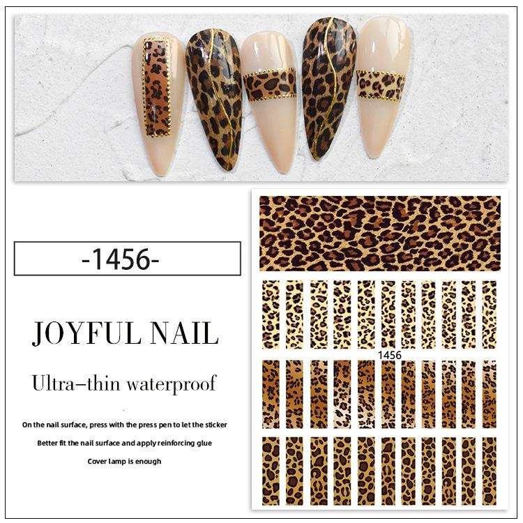 Leopard Print Nail Stickers 3D Striped Nail Patches for Self-adhesive Adhesive Nail Patches
