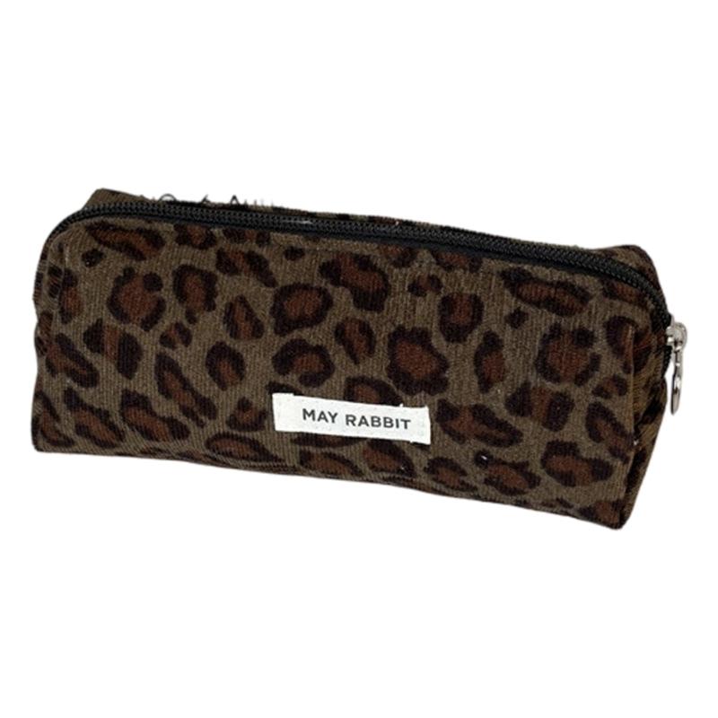 Corduroy Pencil Pouch With Spacious Compartment Student Organizer Washable Cosmetic Bag For Daily Use