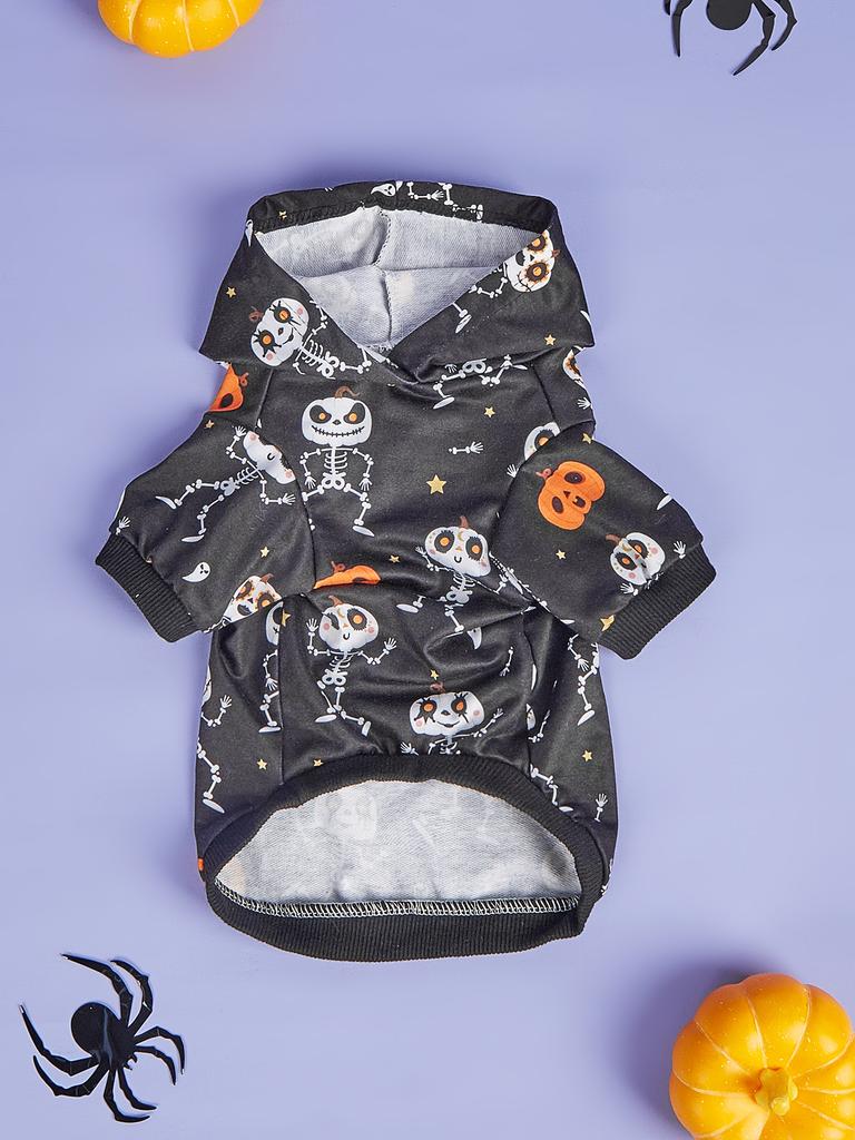 Pet Dog Cat Halloween Skeleton Hoodies  Skull Cute Shirt Puppy Kitteen Costumes Bones Clothes