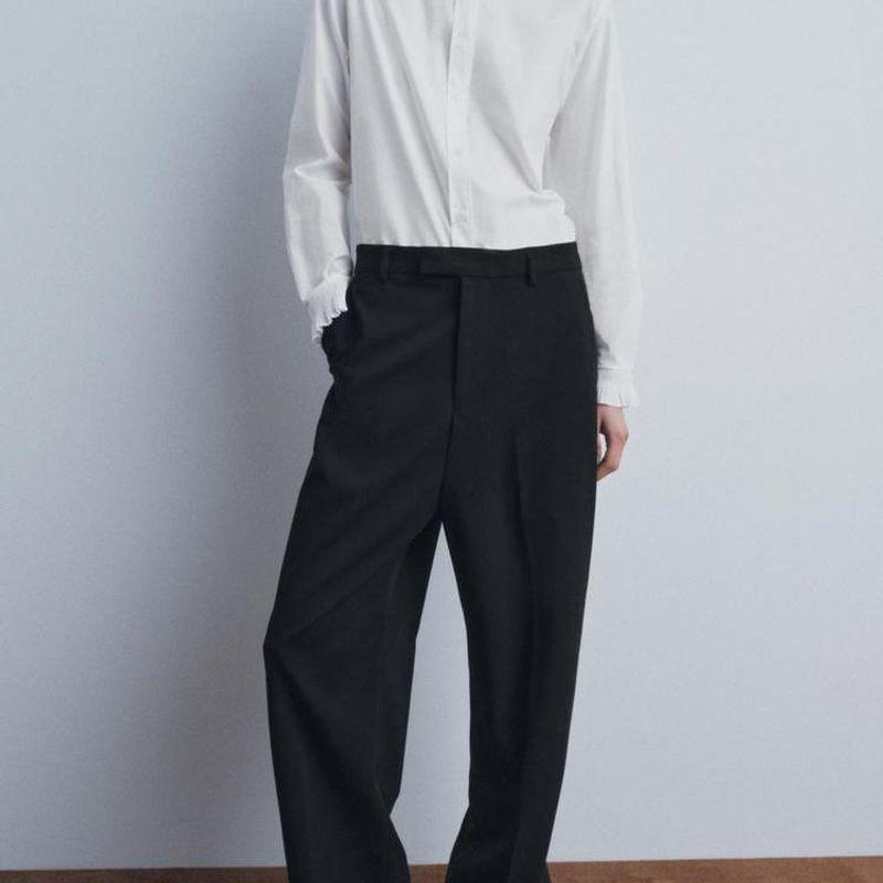 Fall and Winter New Women's Clothing Fashion Style Cotton Small Pleated Laminated Decoration Stand Collar Long Sleeves Shirt 4786277