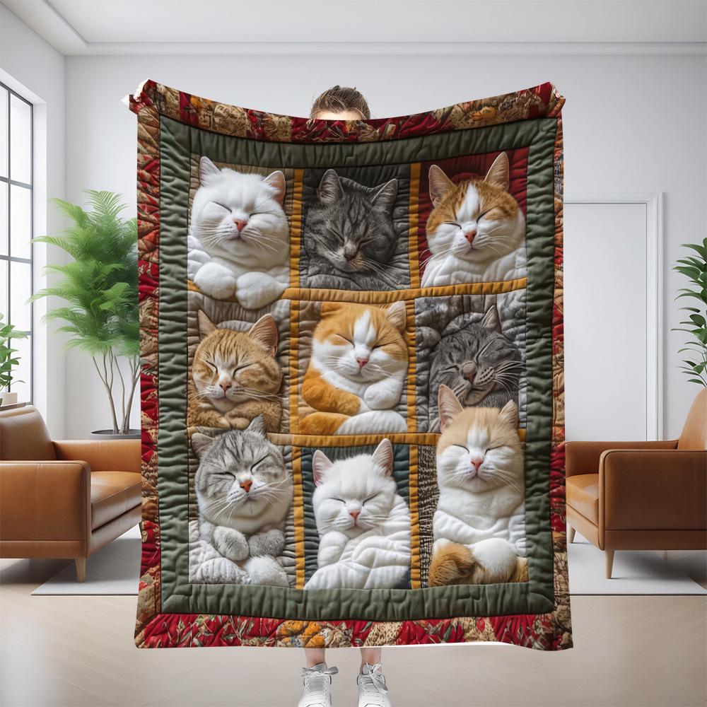 Pătură canapea pisică personalizată: Flanel gros cu imprimeu digital