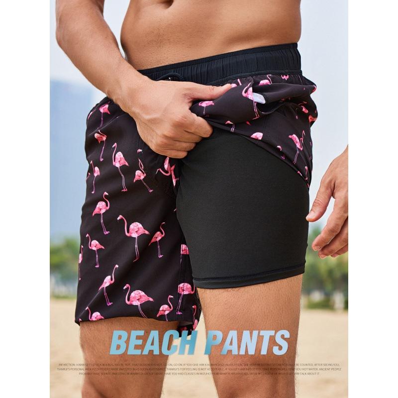 GD summer new men's shorts fashion vacation pants men's four corners milk silk lining