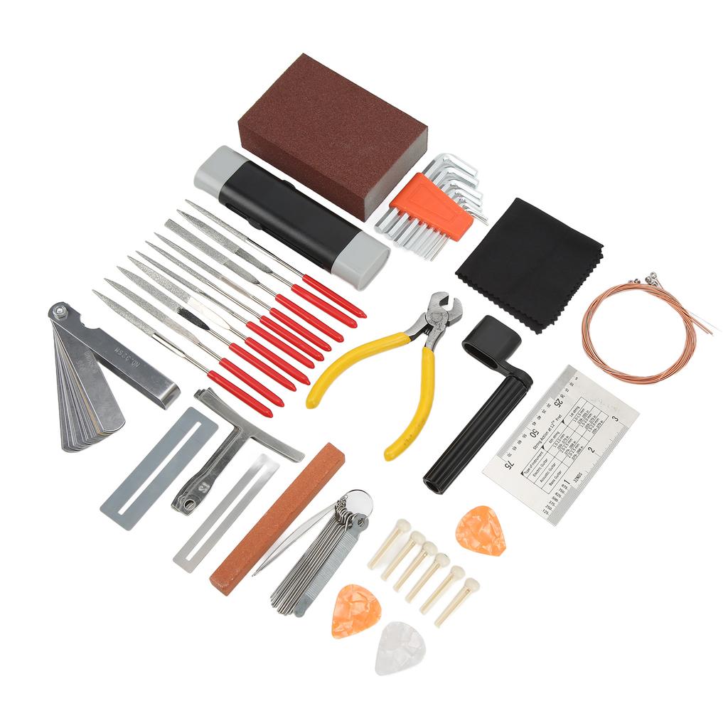 Guitar Repair Tool String Bridge Pin Pick Polishing File Ruler Maintenance Set Kit