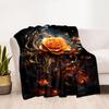 Golden Rose Flannel Blanket Elegant Leaf Print Throw for Sofa/Bed,Soft Fleece Gift for Women,Home Decor & Cozy Travel Essential