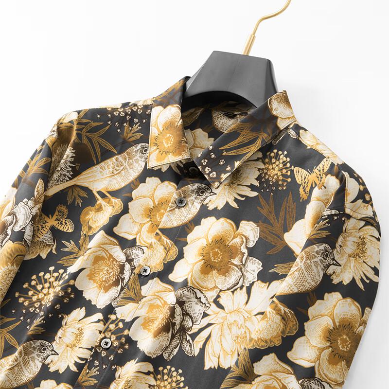 Men's Plus Size Floral Long Sleeve Casual Shirt
