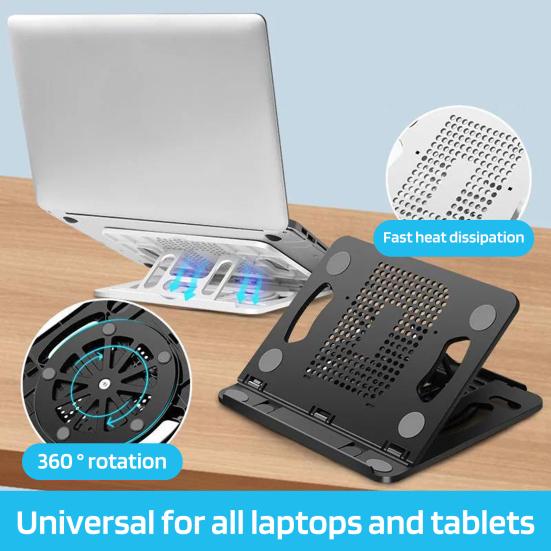 Laptop Stand with 360-Degree Rotation Base Ergonomic Design Angle Adjustable Hollow Heat Dissipation Laptop Riser Notebook Bracket