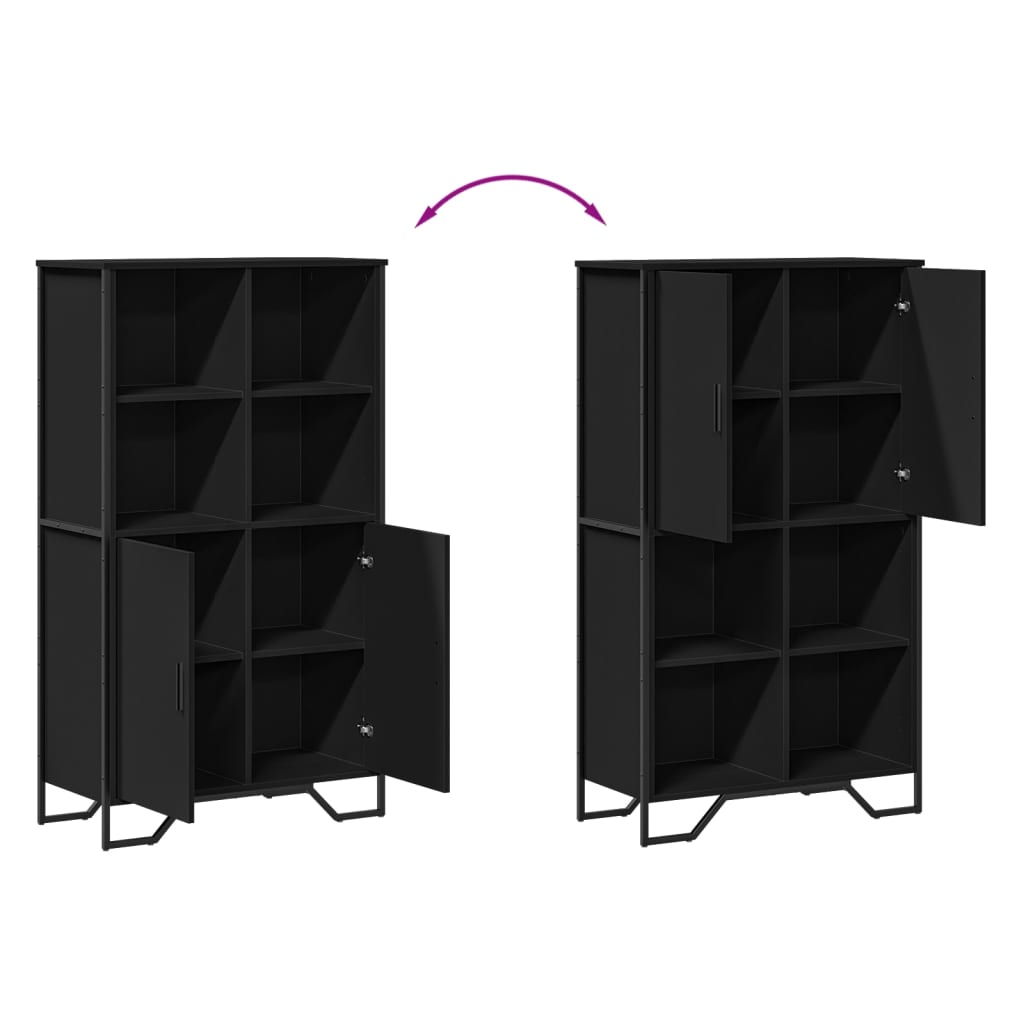 Highboard Black 79.5 X 35.5 X 137.5 Cm Particleboard