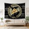 Nordic Viking Tapestry  Flat Printed Mysterious Raven  Rune Wall Hanging for Mens Bedroom  Living Room Viking Style Decor