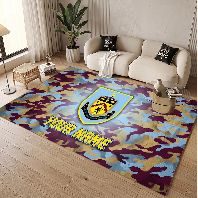 Personalized Crystal Velvet Carpet Burnley Football Pattern Non Slip Floor Rug