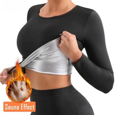 Vensslim Body Shaper Sauna obleky Potící zeštíhlující pasový trenér Korzet Dlouhý rukáv Tričko na pálení tuku Dámské cvičební topy na zpevnění břicha