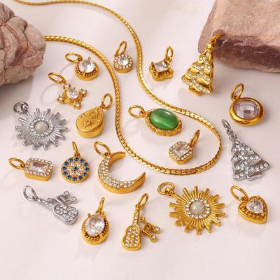 Versatile Stainless Steel Heart & Moon Rhinestone Pendants Jewelry