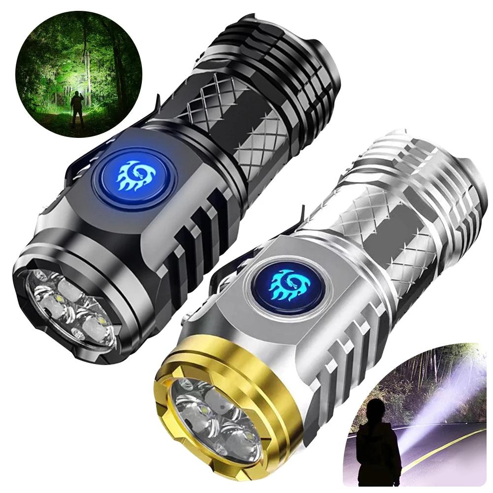 Type-C Rechargeable Waterproof Flashlight Powerful Handheld Flashlight for Camping Car Repairing for Emergency Job Site Lighting