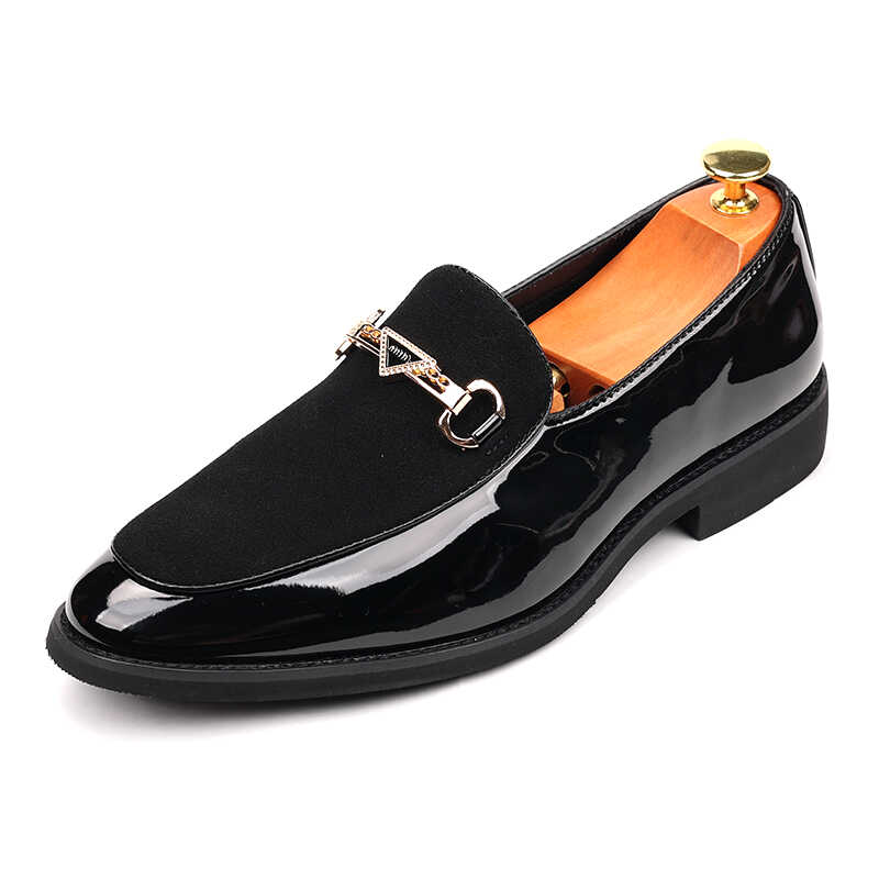 Fashion Men's Pointed Suede Leather Mixed Slip On Flats Shoes Male Designer Driving Loafers Homecoming Wedding Dress Zapatillas Hombre