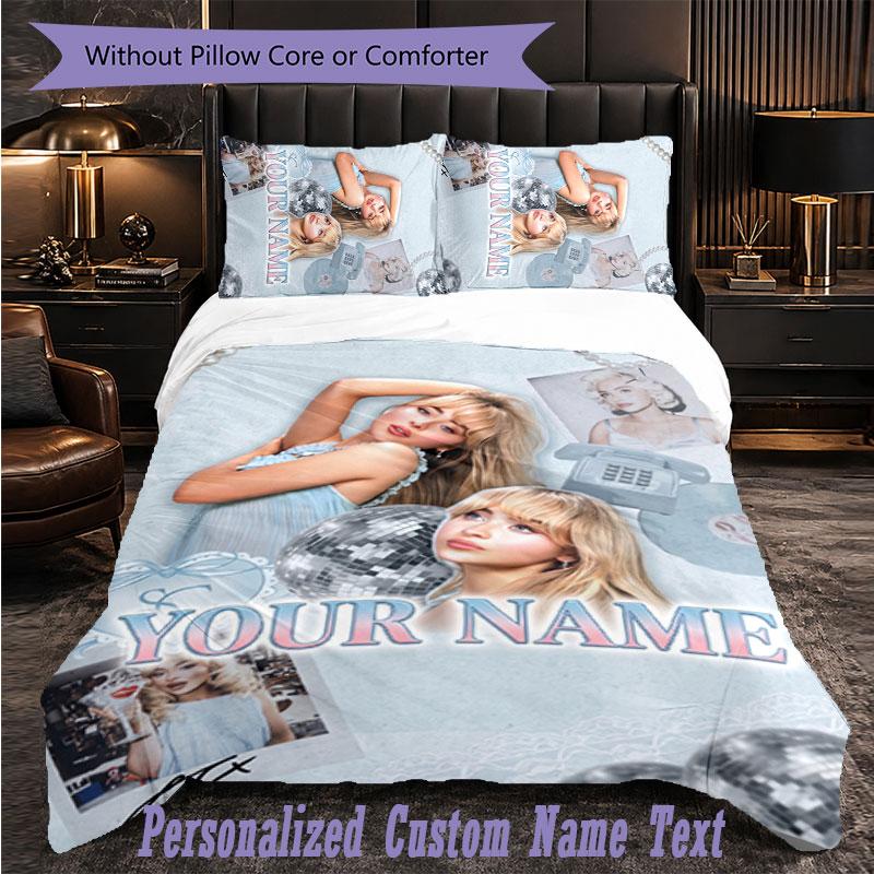 Personalized 3Pcs Bedding SetSabrina Carpenter Custom Text Duvet Cover Pillowcase Set Bedroom Gift