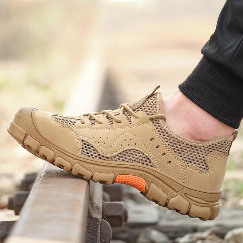 Oulylan High-Quality Steel Toe Work Footwear Summer Breathable Anti-Slip Safety Shoes Men Anti-Puncture Anti-Smash Labor Boots