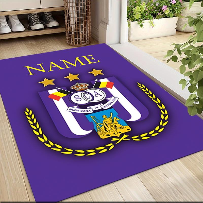 Custom Name Royal Soccer Team Crest Carpet Rug Customizable Soft Washable Anti-Slip Home Living Room Sofa Mats Personalized Rug. 0909209