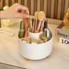 Rotating Desktop Cosmetic Storage Box Multi-Function Makeup Case Skin Care Organizer with Makeup Brush Holder