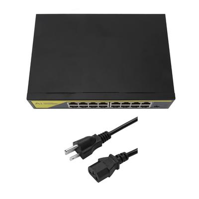 16 Port POE Switch 200W 10 100Mbps Metal Housing Plug and Play Ethernet Unmanaged POE Switch for