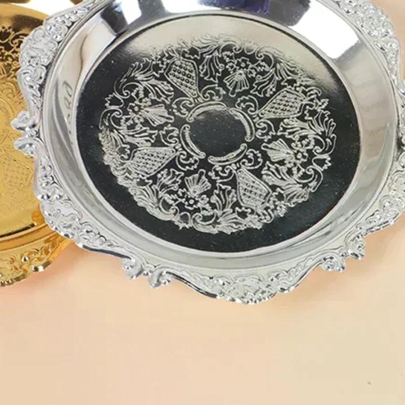 Bandeja de ferro dourada prateada Prato brilhante para decoração Enfeites Buffet Bolo de frutas Suprimentos para festas Sobremesa Diversos Pratos de armazenamento