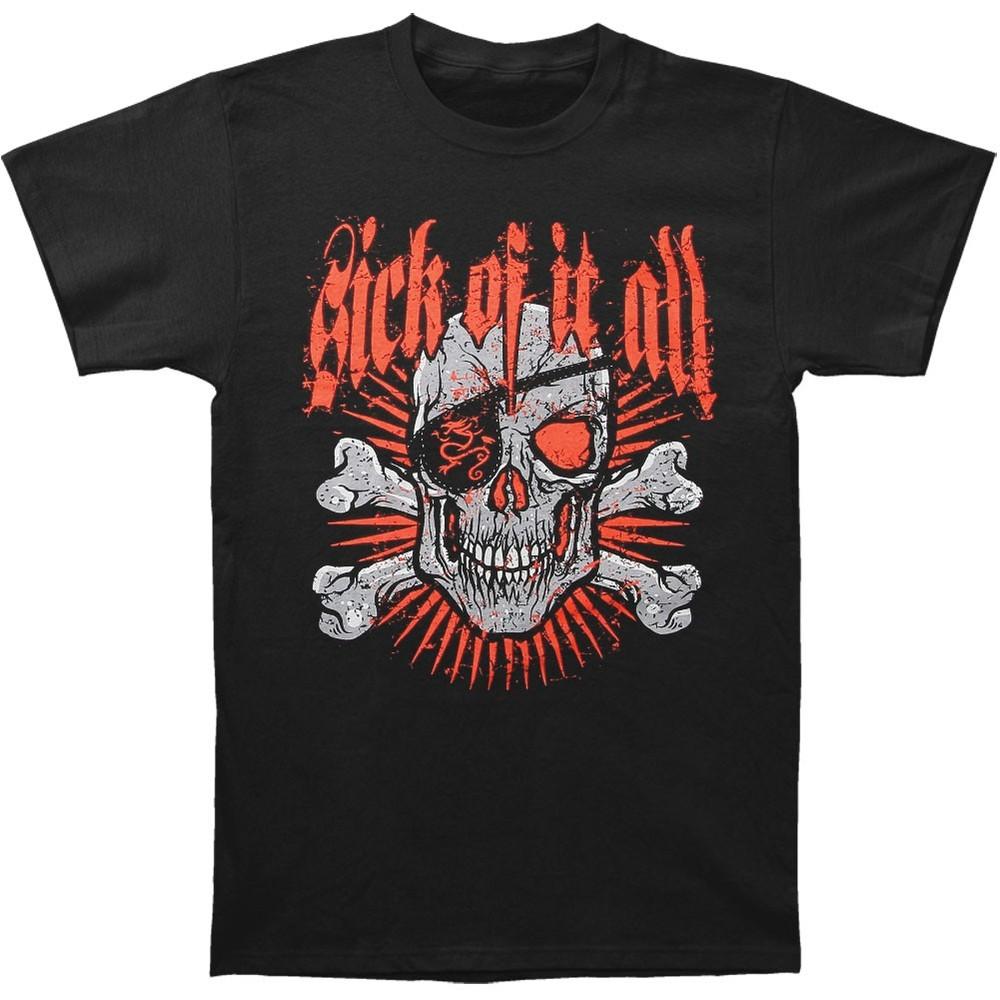 Men's Sick Of It All Skull Crossbones T-shirt  Black