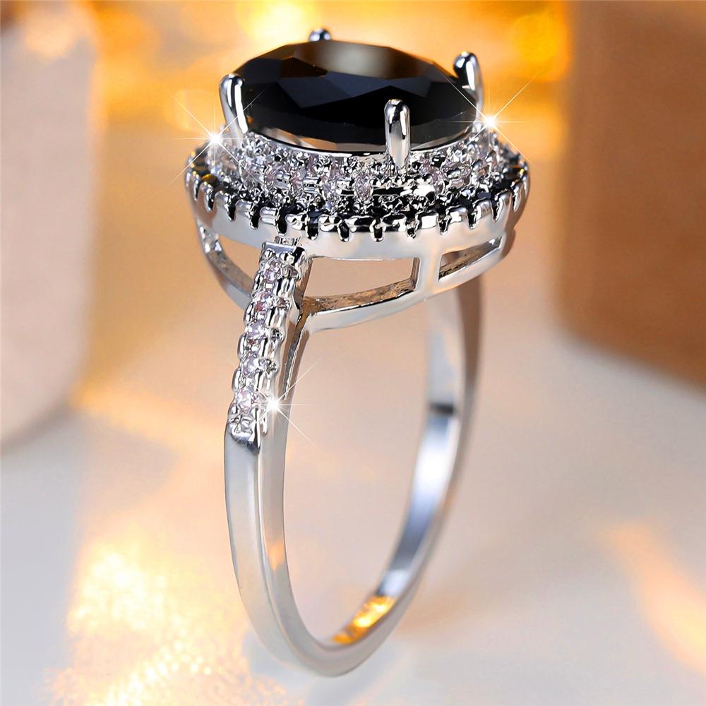 Trendy Black Zircon Crystal Vintage Gold CopperColor Wedding Bands Engagement Rings For Women Men Minimalist Jewelry