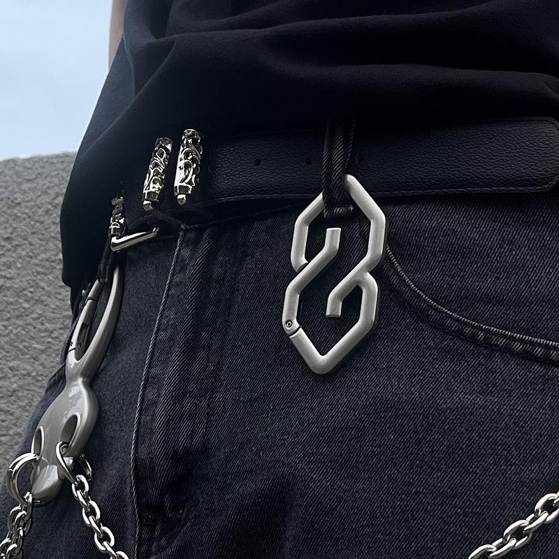 Chaveiro Fivela Coração Amoroso Geométrico Indústria Pesada Pingente de Metal Criativo Acessório de Bolsa Punk Rock Y2K Acessório de Estilo para Cintura Presente