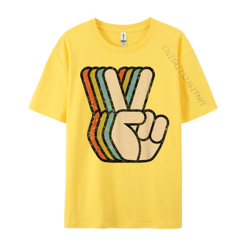 Retro Peace Sign V Fingers Vintage Prevalent Young T Shirts Customized Tees Pure Cotton O-Neck Design Sweatshirts