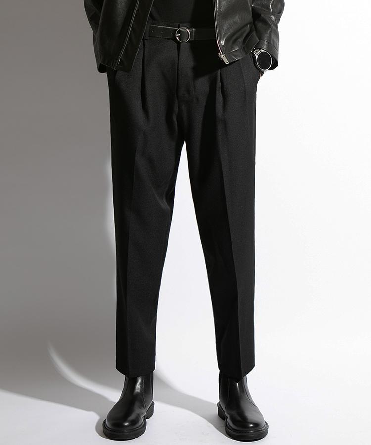 Seuteulaikeu Elegant Two-Pleated Trousers (Black)