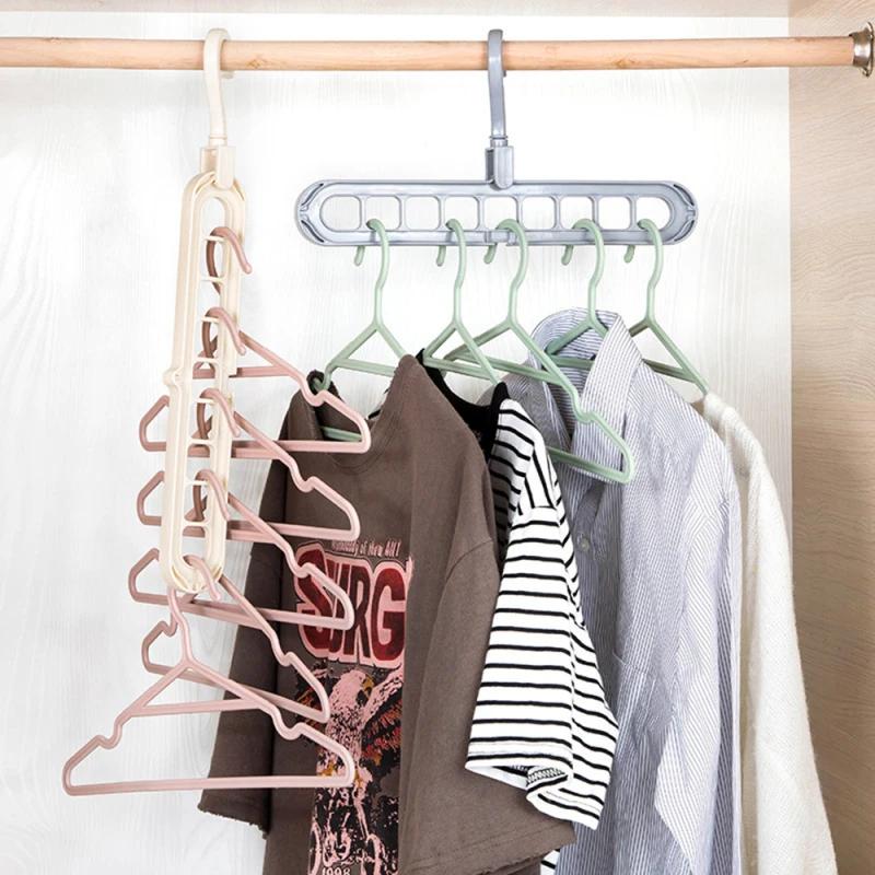 9-hole Clothes Hanger Organizer Space Saving Hanger Multi-function Folding Magic Hanger Drying Racks Scarf Clothes Storage