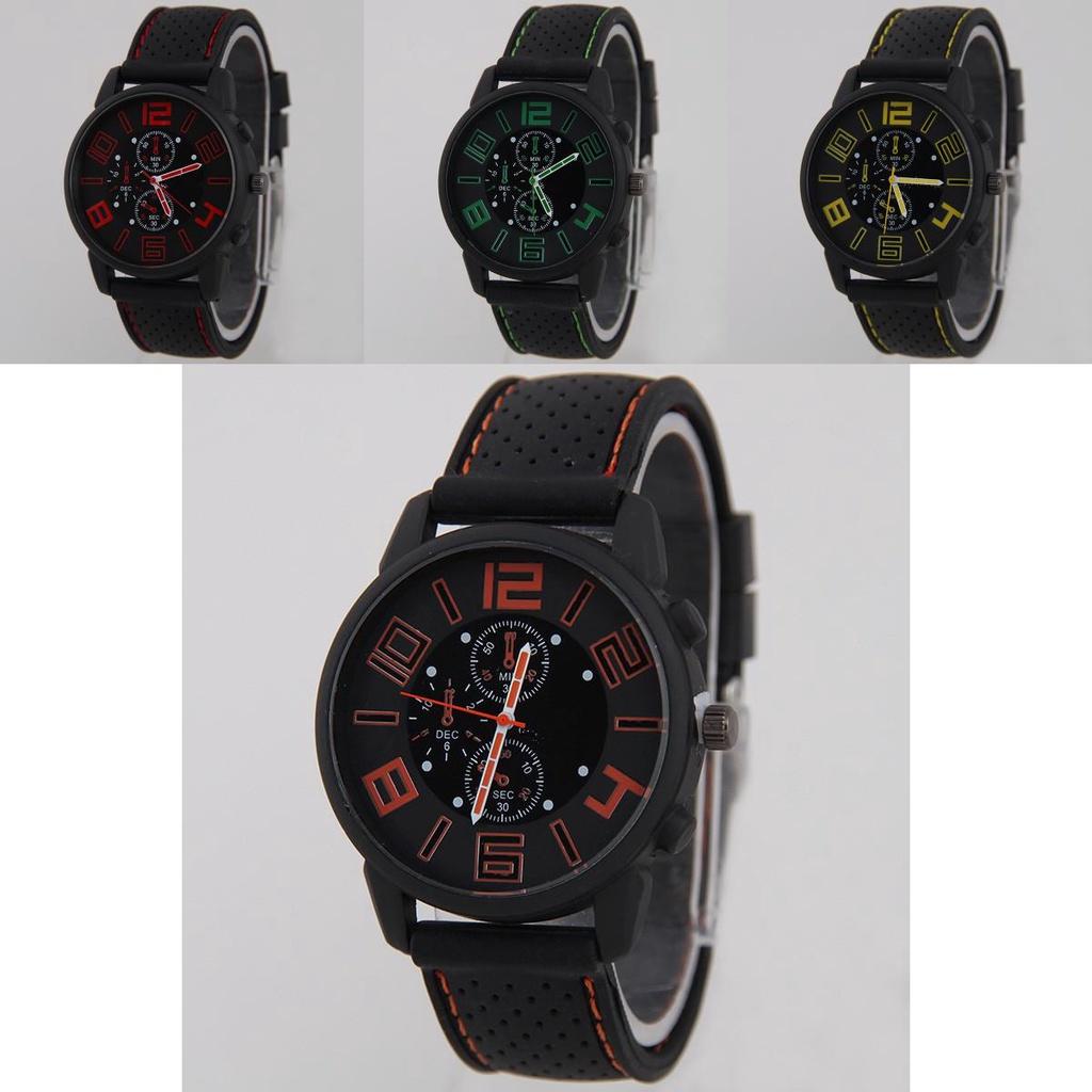 Fashionable Silicone Strap Mechanical Watch For Men Quartz Movement Decorative Design 40.5mm Dial