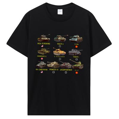 New Tanks M4 Sherman Panzer IV Tiger II T-34 T-Shirt Men Casual Cotton TShirt Cool T Shirt Tees Harajuku Streetwear