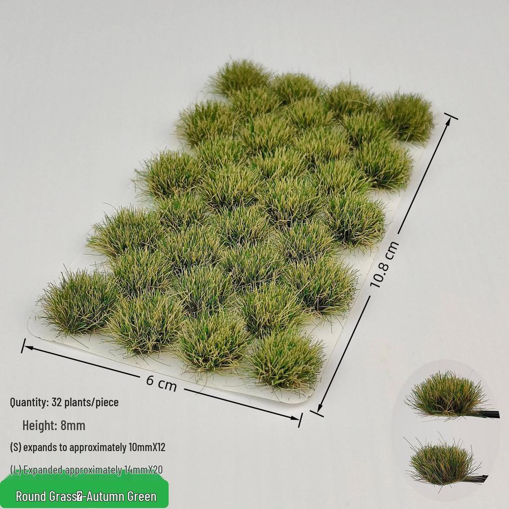 8mm 32 Tufts Grass for Train, Architectural Models, Military Dioramas & DIY Miniatures