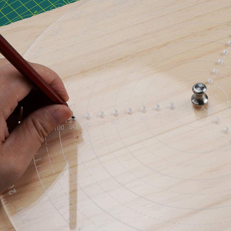 20Cm/7.87In Round Center Clear Plastic Finder Lathe Work Compass Circle Gauge Processing Tools For Wood Turning Drawing