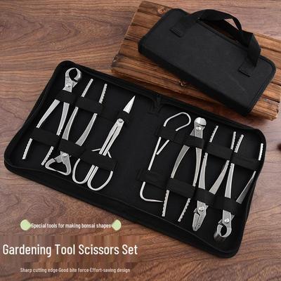 Portable Stainless Steel Gardening Tool Set with Pliers, Diagonal Cutters, Bud Shears, and Oxford Cloth Bag
