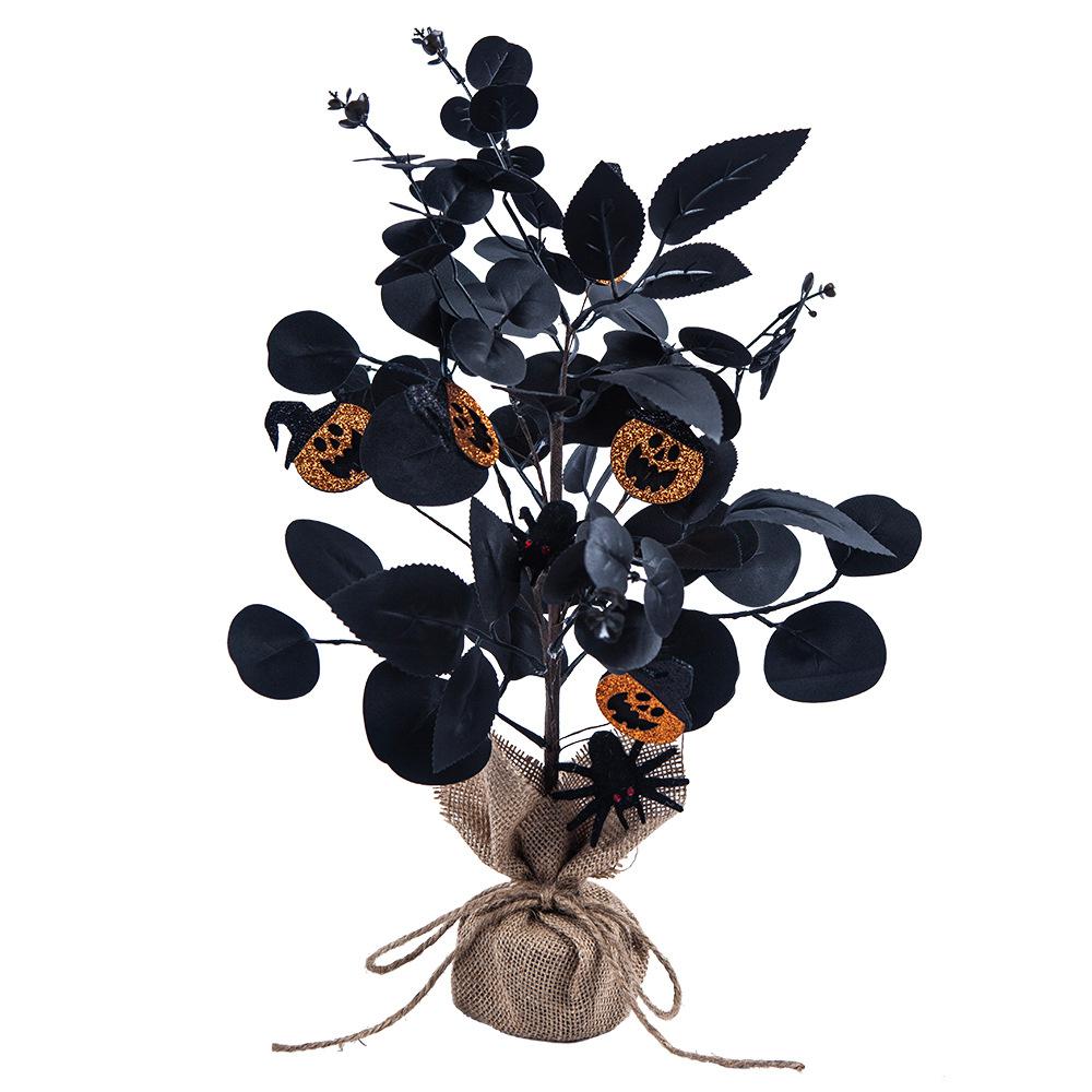 Simulated Halloween Tree Black Spider Crow Berry Festive Decoration Ornament