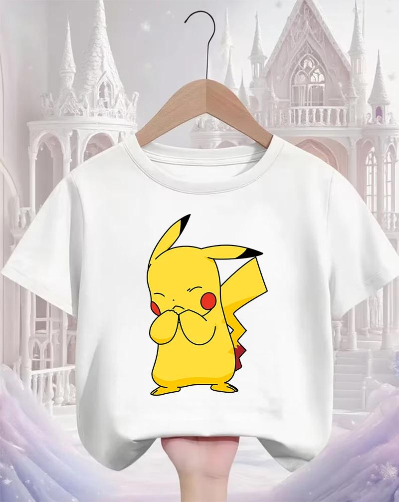 Pikachu Kids T Shirt 3-14Y Boys Girls Summer Cute Kawaii Crew Neck Fashion Street Hot Cartoon Casual Children