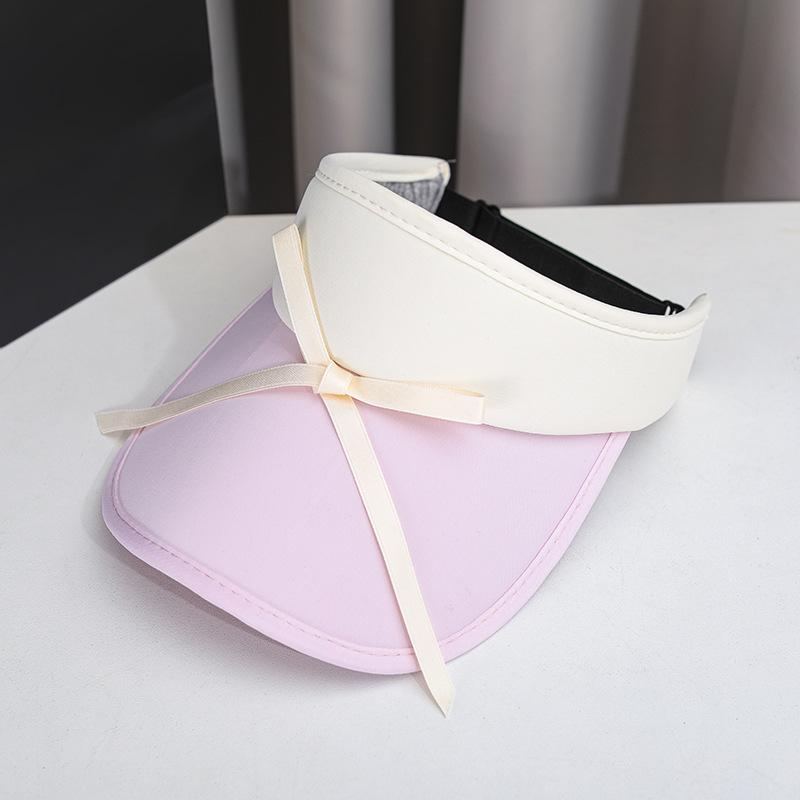 Fashion Candy Color Cute Girls Bow-Tie Baseball Ice Silk Empty Top Women Summer Sunshade Visor Hat Uv Sports Sun Hats Beach Cap
