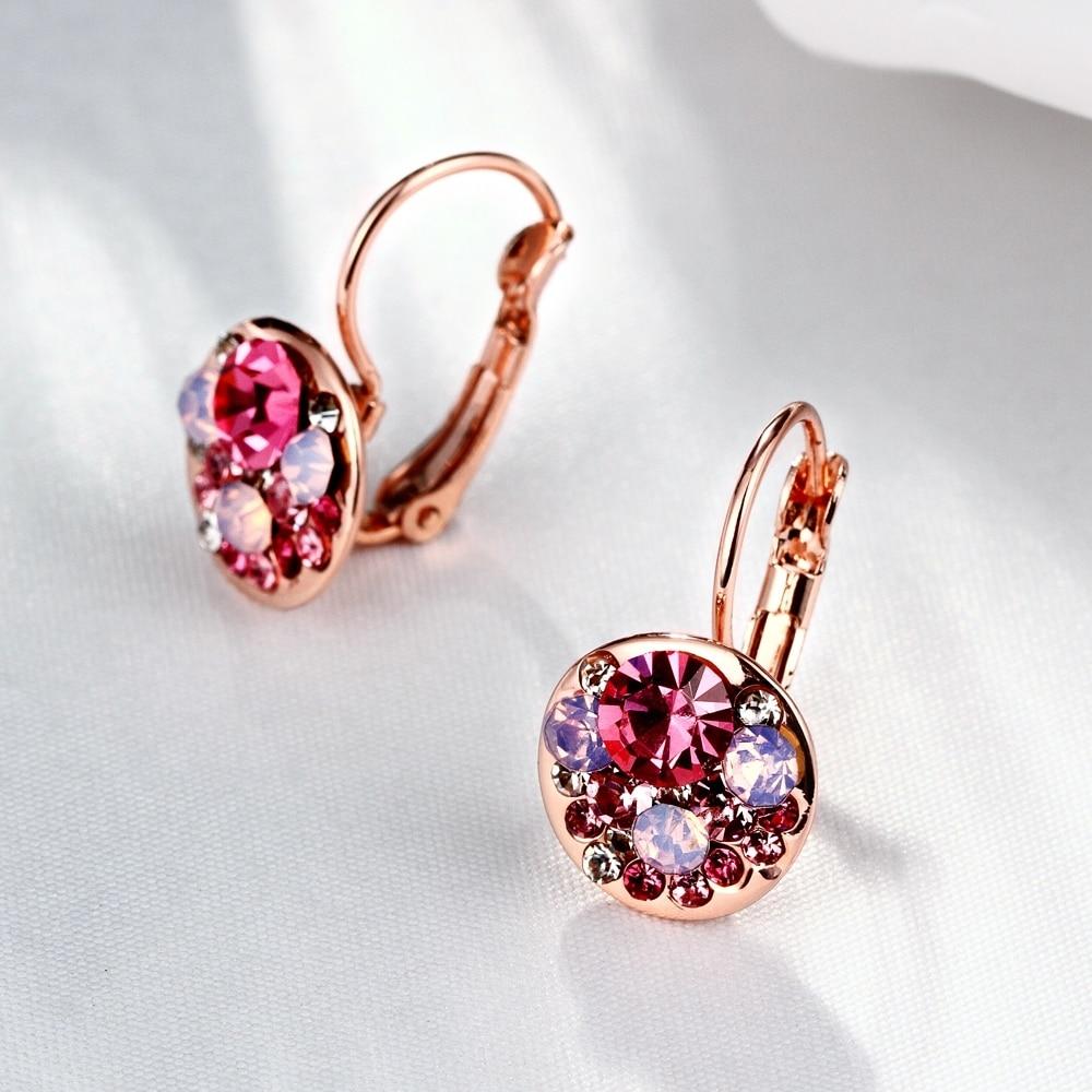 Crystals Heart Pendant Eardrop Earrings Made With Austrian