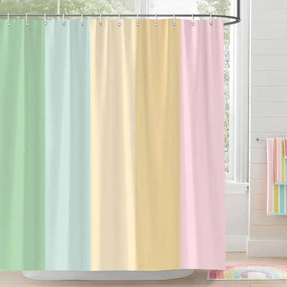 Square and Abstract Line Shower Curtain Geometric Patterns Simple Modern Polyester Fabric Bath Curtain with Hooks Bathroom Decor