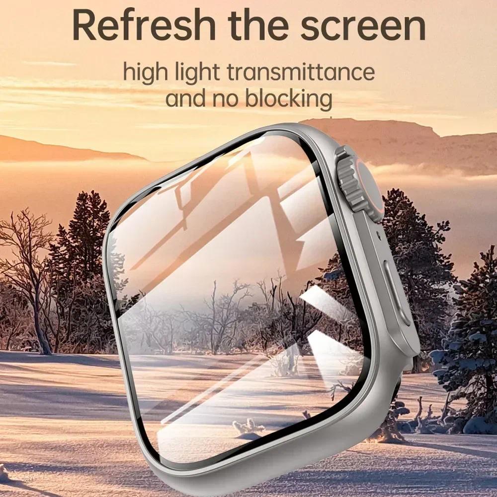 Screen Protector Cover for Apple Watch 44mm 45mm 46mm 42mm Hard PC Front Rear Bumper Case for Iwatch 10 9 8 7 6 Change To Ultra