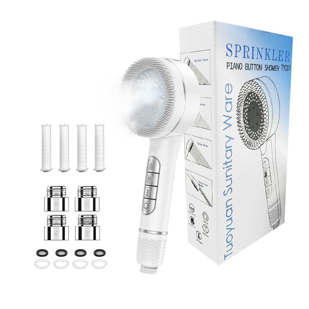 Innodenki Shower Mist Shower Head with Water High Cleaning Purifying Removing Beautifying Gentle on the Water Stop 4 Water Flow Settings Includes 4