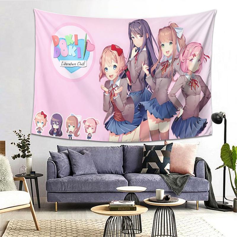 IKAMA Heartbeat Literature Club Tapestry For All Staff Anime Campus Cute Atmosphere Ins Style Room Decoration Home Decoration