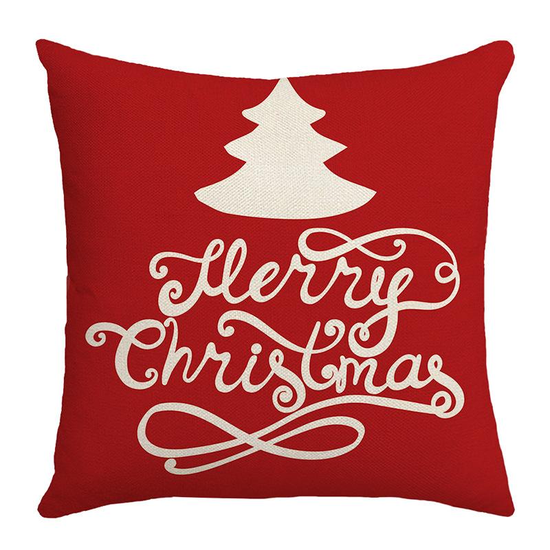 Red Christmas Pillow Cover Polyester Letter Print Home Sofa Pillow Cover Cushion