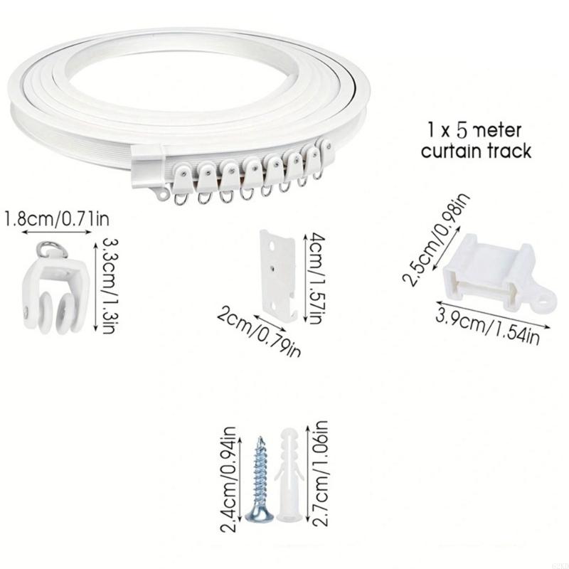 62KD Flexible Curtain Track 5 Meter White Ceiling/Wall Mount Rails Kits for Drapery